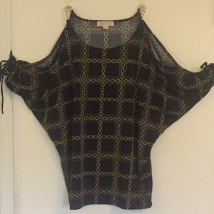 MICHAEL Michael Kors Navy Blouse with gold chains